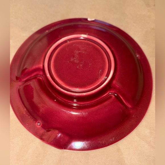 Homer Laughlin (Pre-Fiesta) 1930s - 1940s Red Ceramic Cup and Saucer/Ashtray Set - Picture 8 of 16